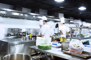 modern kitchen and busy chefs